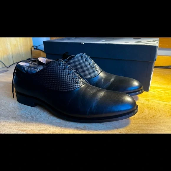 Hugo Boss | Shoes | Black Hugo Boss Plain Toe Oxford Shoes With Embossed  Leather | Poshmark